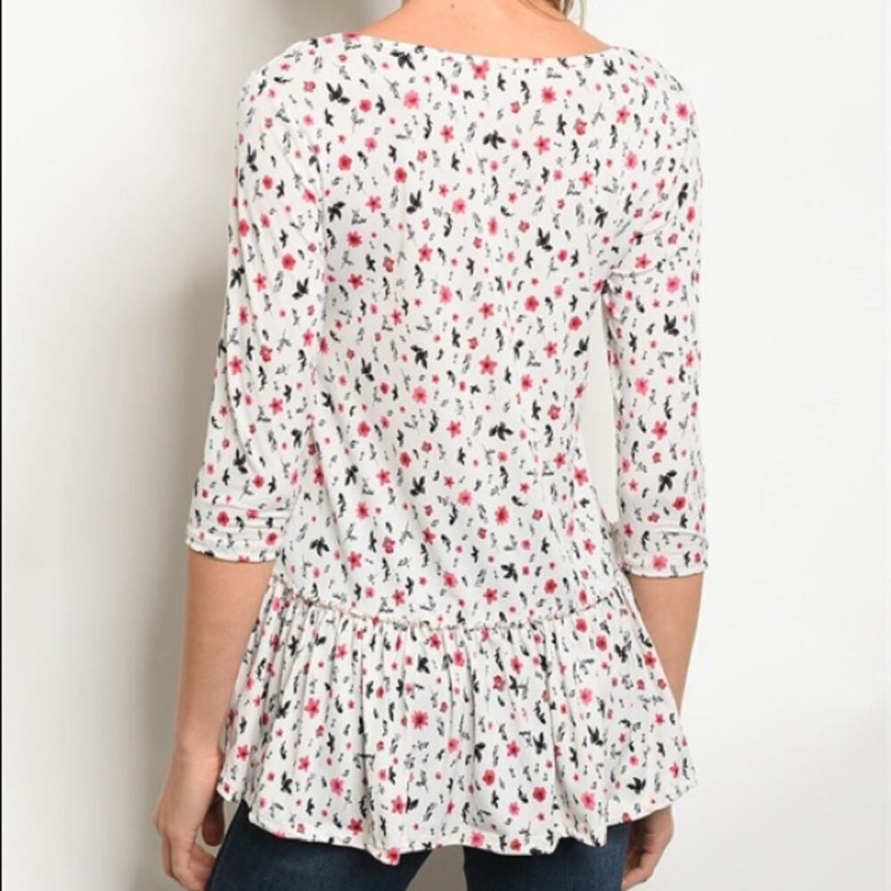 Floral Print Top Ruffle - Picture 3 of 8